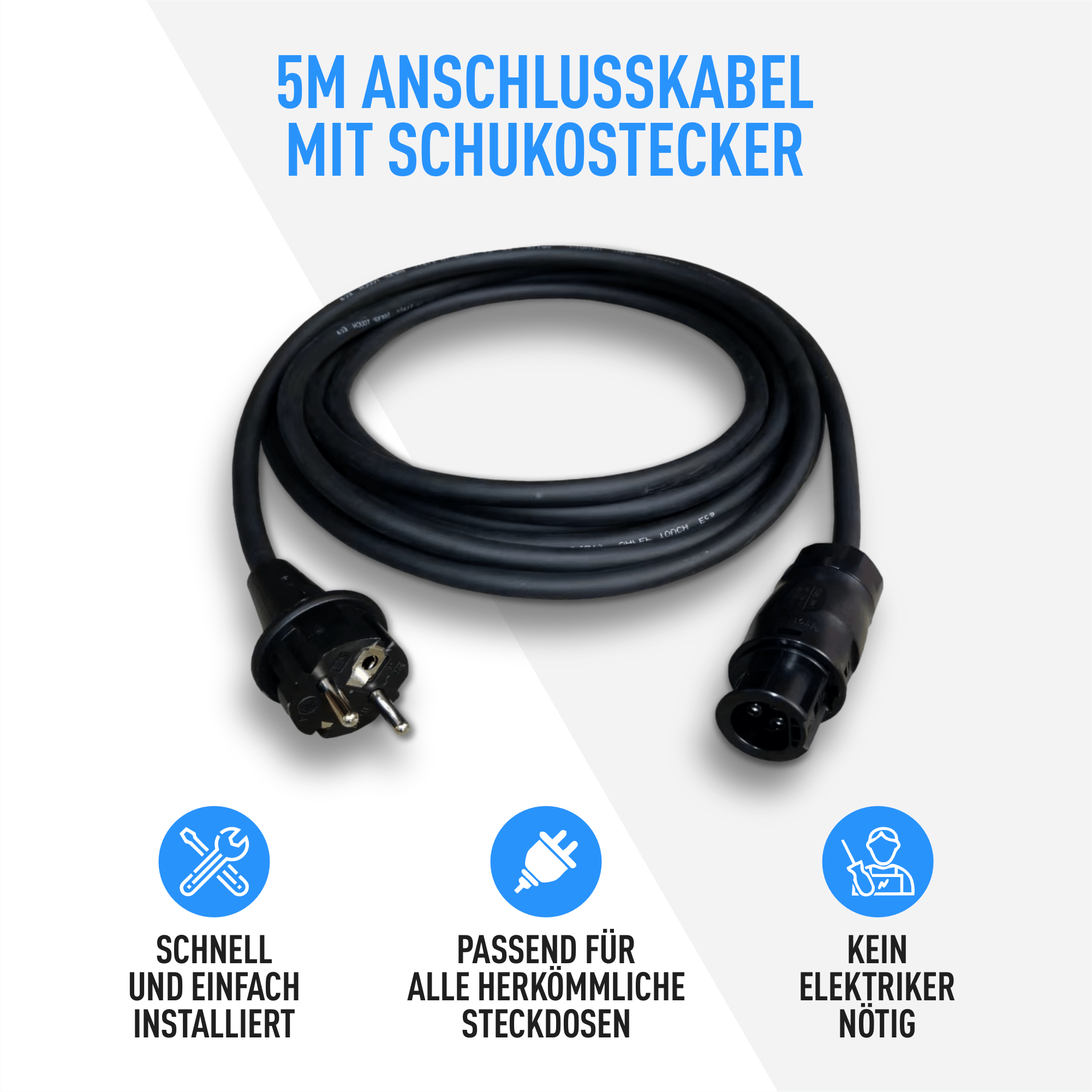5m Betteri Schuko Anschlusskabel für Deye 600 | Hoymiles HM - 600 - Syrink